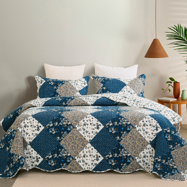 Coverlet Set Emerald Blue White